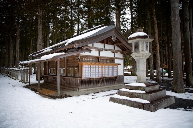 Temple in japan in winter Snow covered