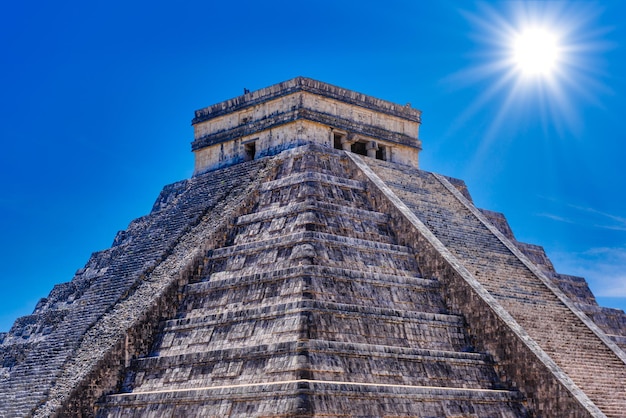 Temple Pyramid of Kukulcan El Castillo Chichen Itza Yucatan Mexico Maya civilization