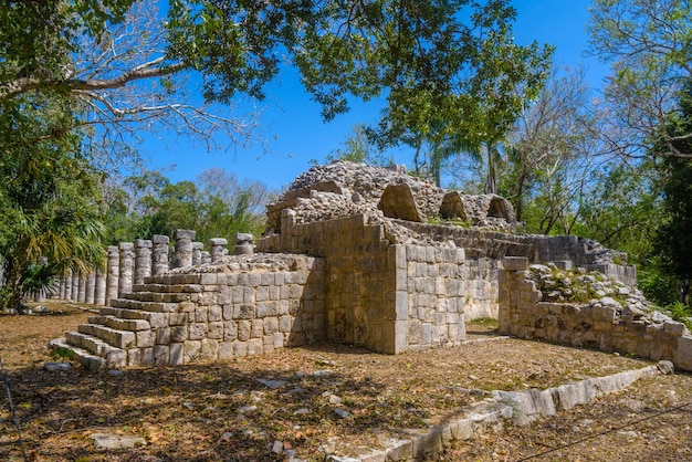 Temple of the Warriors in Chichen Itza Quintana Roo Mexico Mayan ruins near Cancun