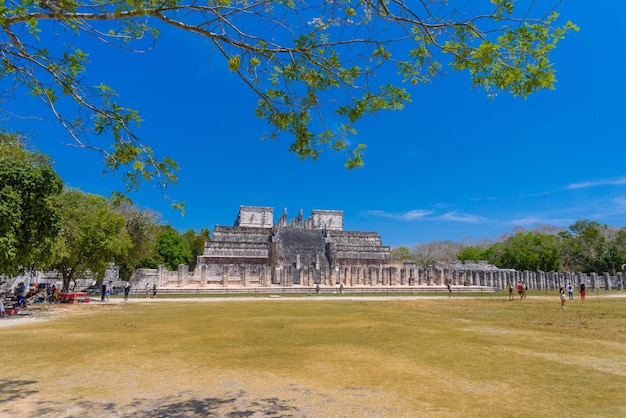 Temple of the Warriors in Chichen Itza Quintana Roo Mexico Mayan ruins near Cancun