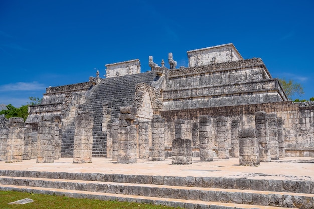 Temple of the Warriors in Chichen Itza Quintana Roo Mexico Mayan ruins near Cancun