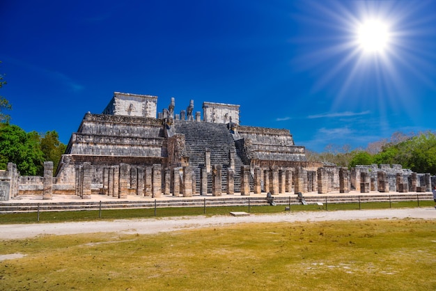 Temple of the Warriors in Chichen Itza Quintana Roo Mexico Mayan ruins near Cancun