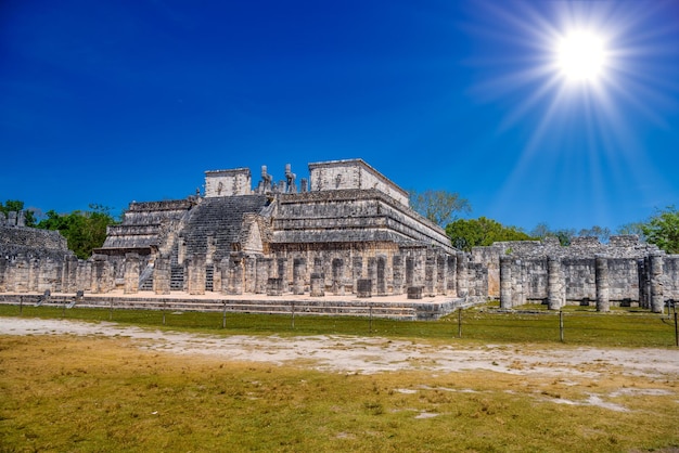 Temple of the Warriors in Chichen Itza Quintana Roo Mexico Mayan ruins near Cancun