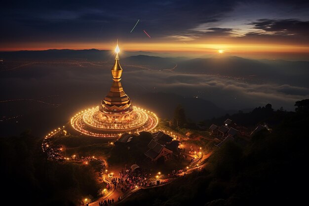 a temple with the flag flying above it