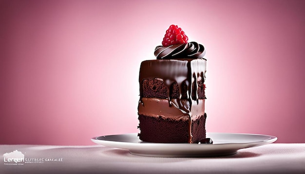 Photo tempting chocolate raspberry truffle cake with ganache