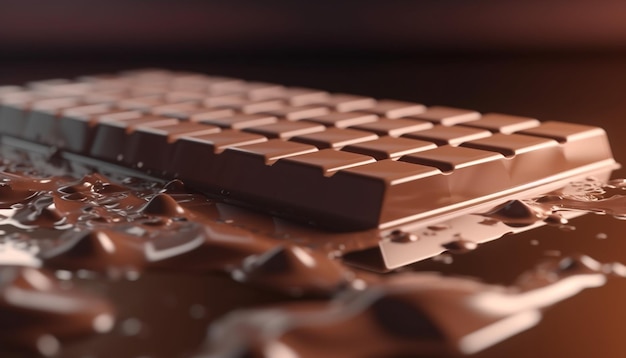 Photo a tempting slice of dark chocolate brownie on a table generated by ai