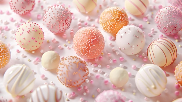 Tempting textures of truffles sweet delights with pastel hues and whimsical swirls