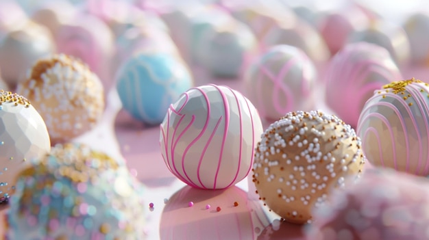 Tempting textures of truffles sweet delights with pastel hues and whimsical swirls