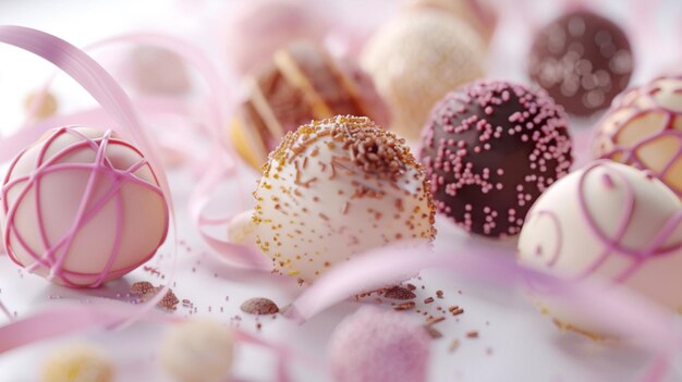 Photo tempting textures of truffles sweet delights with pastel hues and whimsical swirls