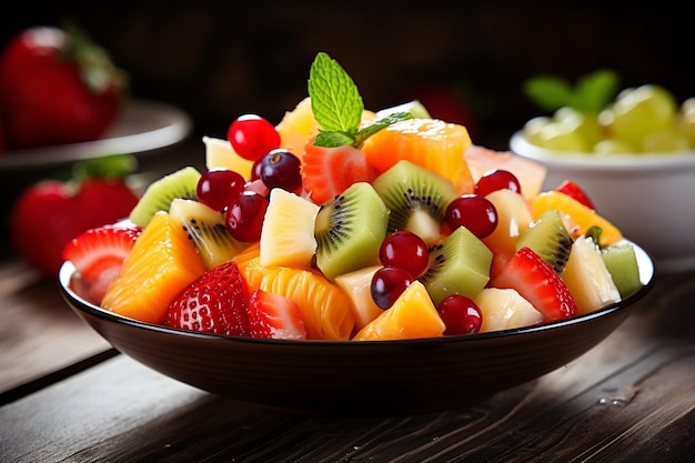 Tempting Treat A Plate of Fruit Salad on a Table by Generative AI