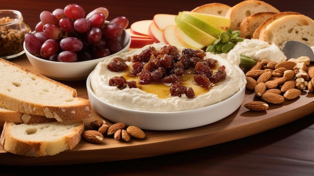 Temptingly delicious cream cheese with cashews and nuts Cheese paste Generative AI