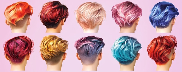 Photo ten people showing off their colorful hairstyles