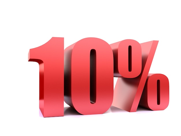 Ten percent symbol .3d rendering