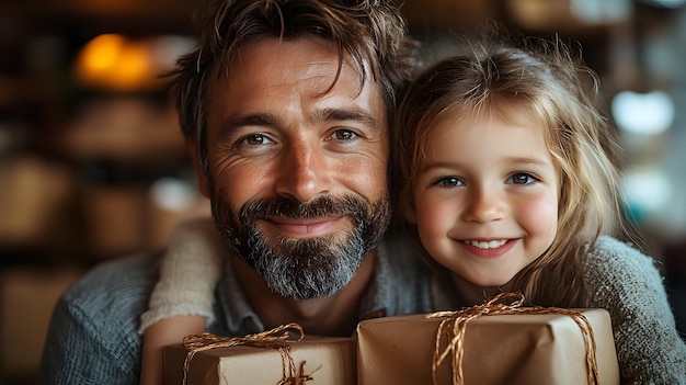 Tender Moment of Family Love Celebrating Fathers Day or birthday with children