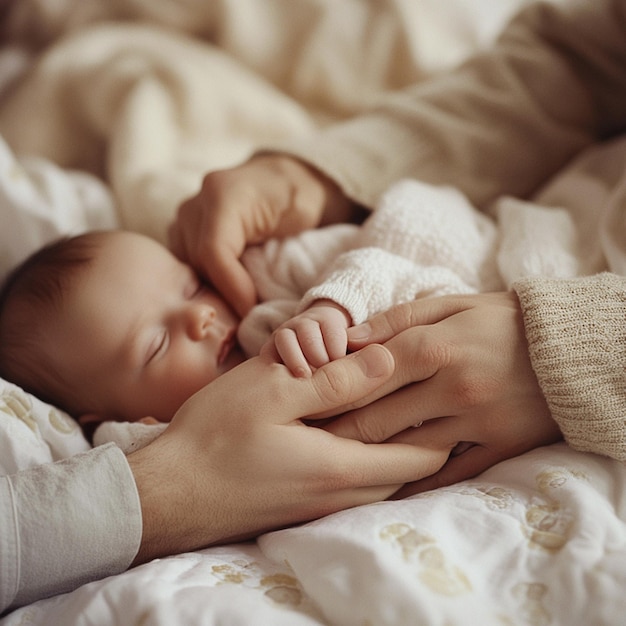 Photo tender moments a family bonding with their newborn