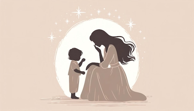 Tender MotherChild Moment Stars Silhouette