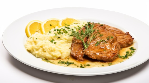 tender veal scallopini served with lemon butter sauce and risotto