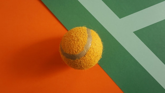 Tennis ball on color background