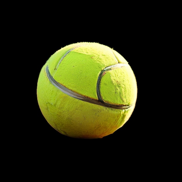 a tennis ball with a black background and a white line on the bottom