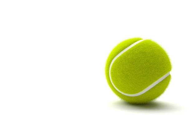 Tennis ball with copy space isolated on a white background