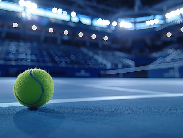 Tennis court with empty stands graphic