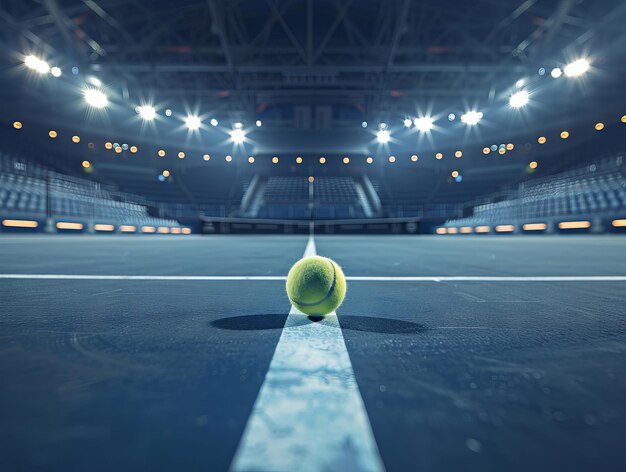 Tennis court with empty stands graphic