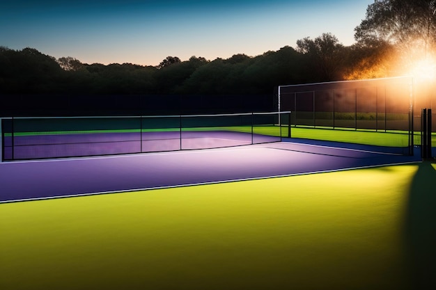 Tennis court with lighting