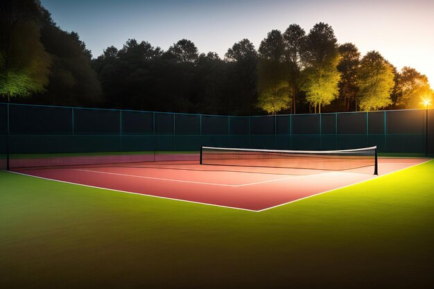 Tennis court with lighting