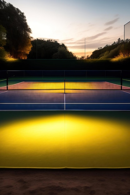 Tennis court with lighting