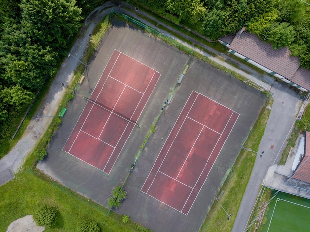 Tennis courts seen from above