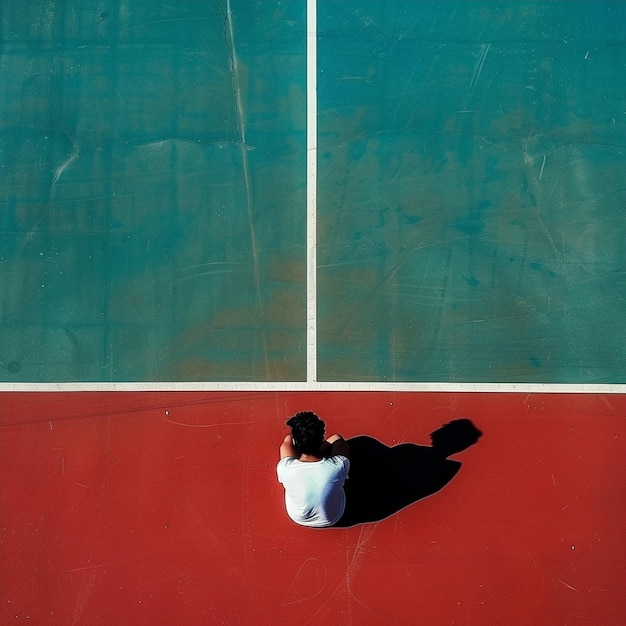 Photo a tennis enthusiast enjoys a game on a wellmaintained court