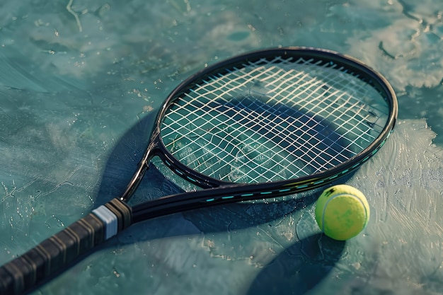 Tennis Match Preparations with Racket and Ball