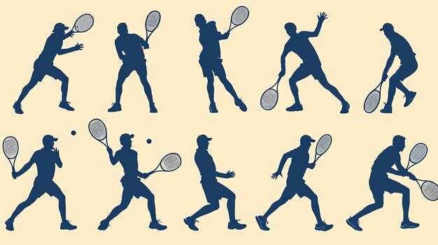 Photo tennis player silhouettes