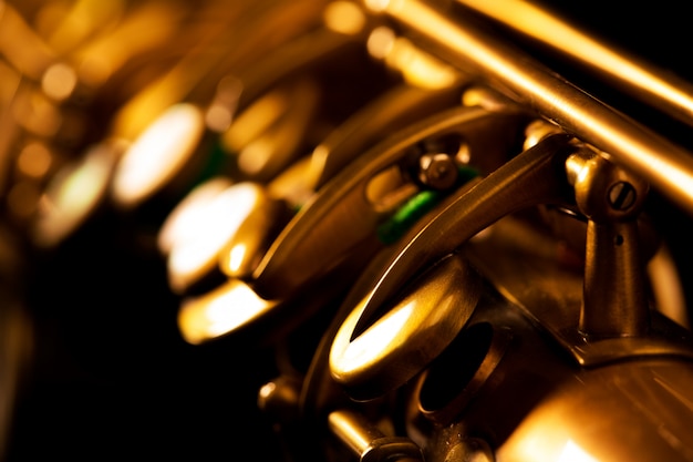 Photo tenor sax golden saxophone macro selective focus