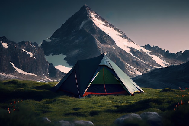 Tent in the mountains Generative Ai