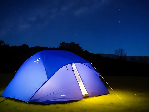 tent in the mountains at night