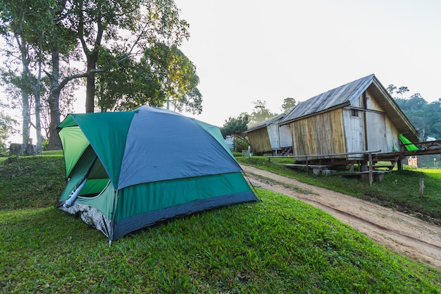 Tent outdoors at mountain