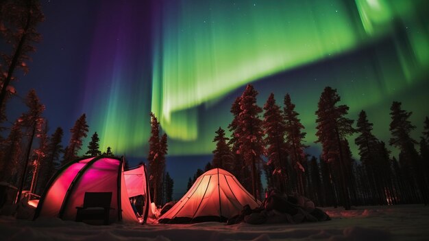 a tent with the word aurora on it