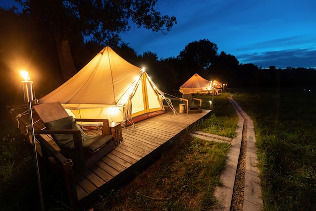 Tents at glamping night