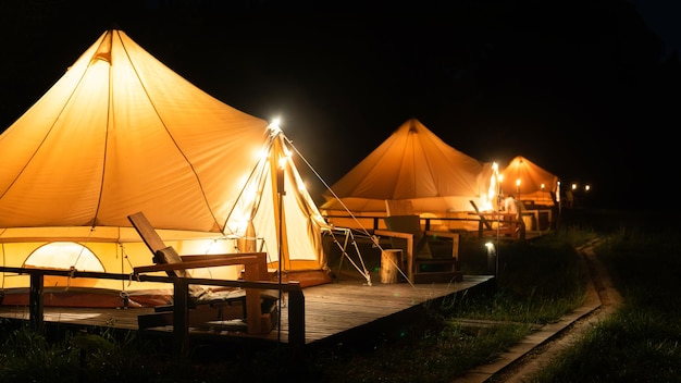 Tents at glamping night