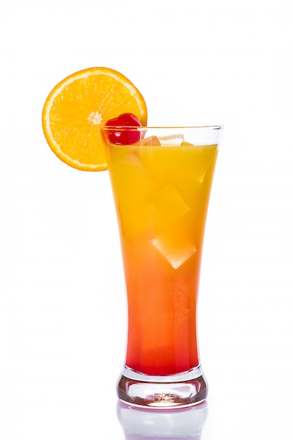 Tequila sunrise cocktail isolated on white