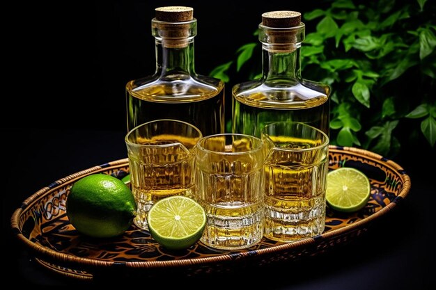 Tequila with lemon traditional mexico culture