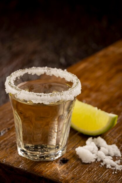 Tequila with lime and salt