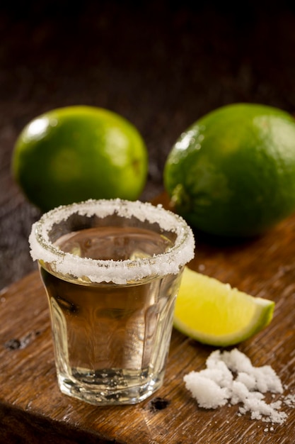 Tequila with lime and salt