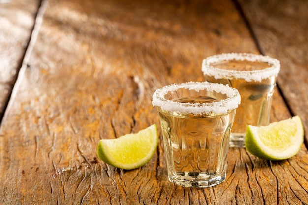 Tequila with lime and salt