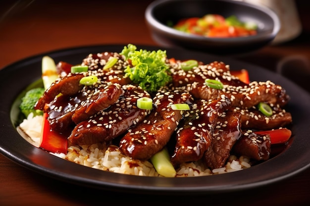 Teriyaki Beef with Very Delicious Sesame Topping is Ready to Eat