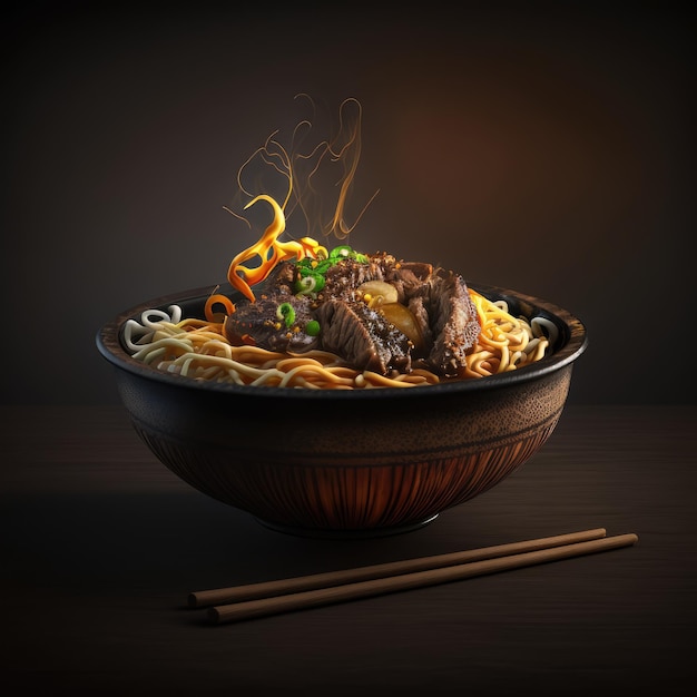 Teriyaki noodles asian food generative ai