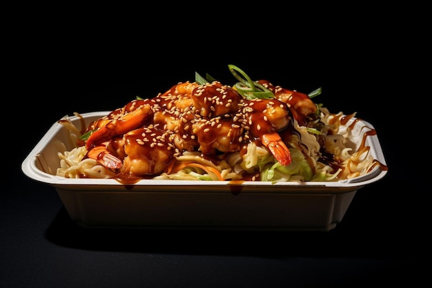 Teriyaki Noodles in a Takeout Box