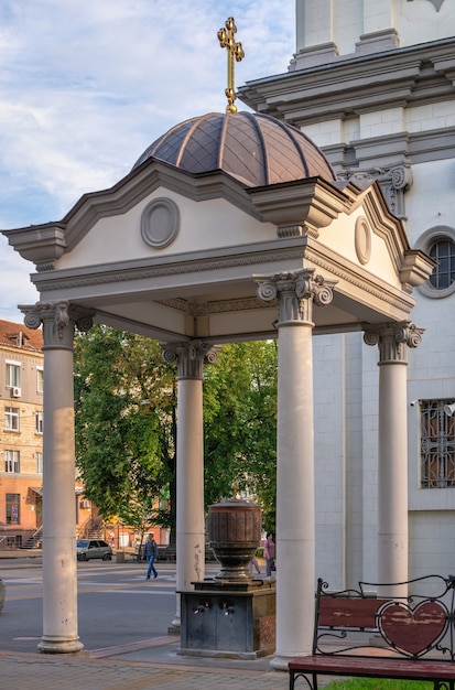 Ternopil, Ukraine 06.07.2021. Church of the Immaculate Conception of the Blessed Virgin Mary in Ternopol, Ukraine, on a summer morning