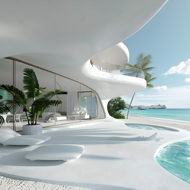 The terrace overlooking the ocean new development modern condo